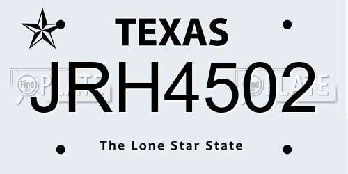 JRH4502 Texas License Plate