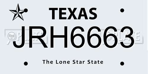 JRH6663 Texas License Plate