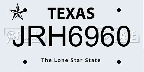 JRH6960 Texas License Plate