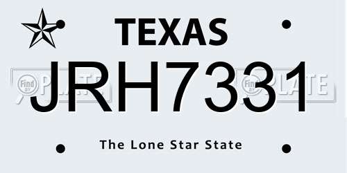 JRH7331 Texas License Plate