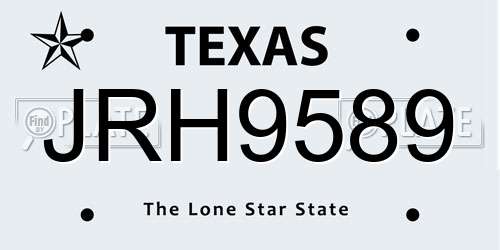 JRH9589 Texas License Plate