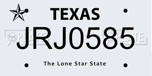 JRJ0585 Texas License Plate