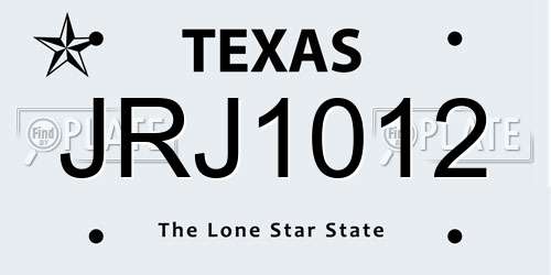 JRJ1012 Texas License Plate