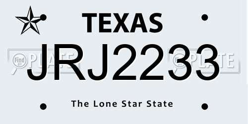 JRJ2233 Texas License Plate