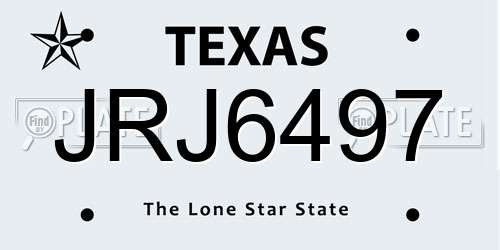 JRJ6497 Texas License Plate