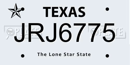 JRJ6775 Texas License Plate