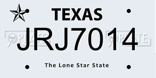JRJ7014 Texas License Plate