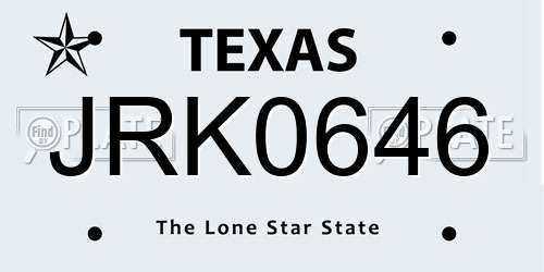 JRK0646 Texas License Plate
