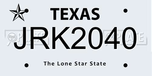 JRK2040 Texas License Plate