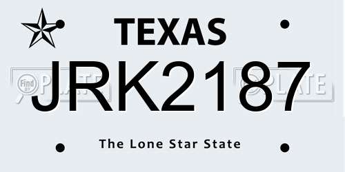 JRK2187 Texas License Plate