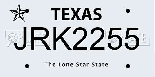 JRK2255 Texas License Plate