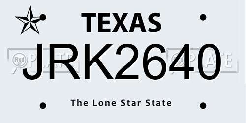 JRK2640 Texas License Plate