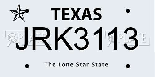 JRK3113 Texas License Plate