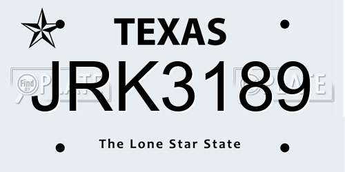 JRK3189 Texas License Plate