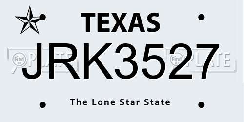 JRK3527 Texas License Plate