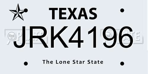 JRK4196 Texas License Plate