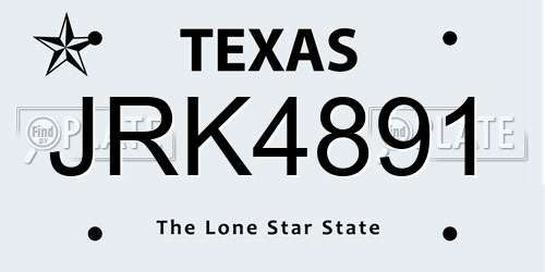 JRK4891 Texas License Plate