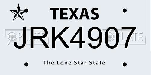 JRK4907 Texas License Plate