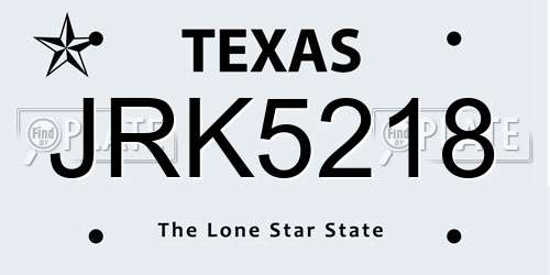 JRK5218 Texas License Plate