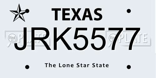 JRK5577 Texas License Plate