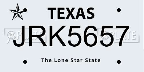 JRK5657 Texas License Plate