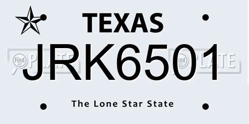 JRK6501 Texas License Plate