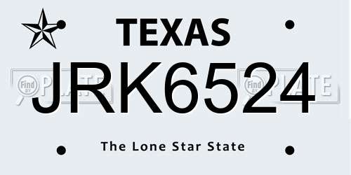 JRK6524 Texas License Plate