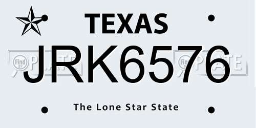 JRK6576 Texas License Plate