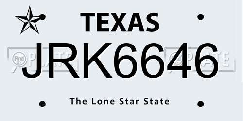 JRK6646 Texas License Plate