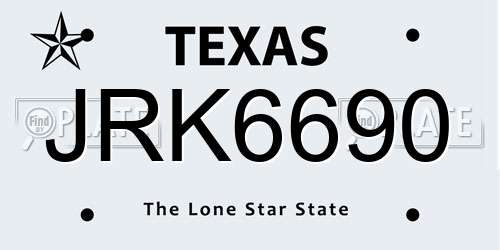 JRK6690 Texas License Plate