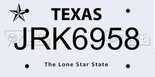 JRK6958 Texas License Plate