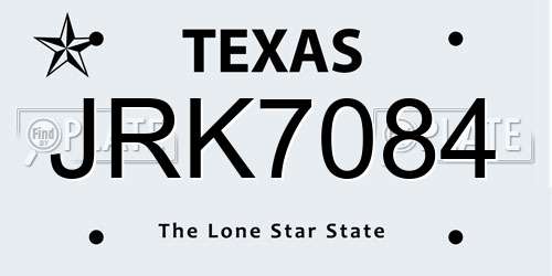 JRK7084 Texas License Plate