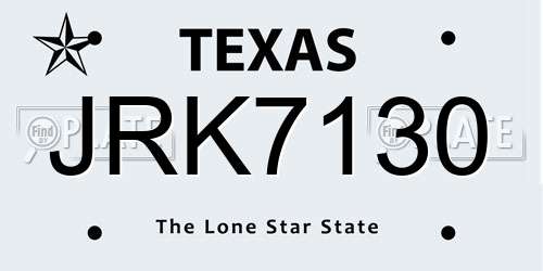 JRK7130 Texas License Plate