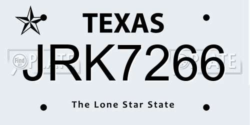 JRK7266 Texas License Plate