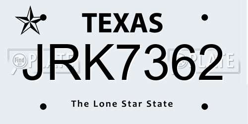 JRK7362 Texas License Plate