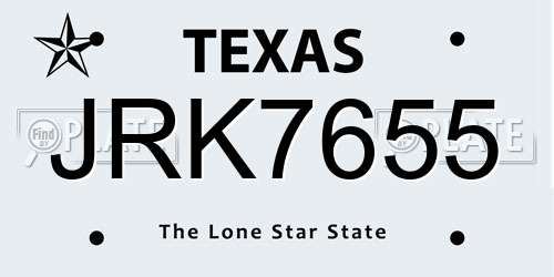 JRK7655 Texas License Plate