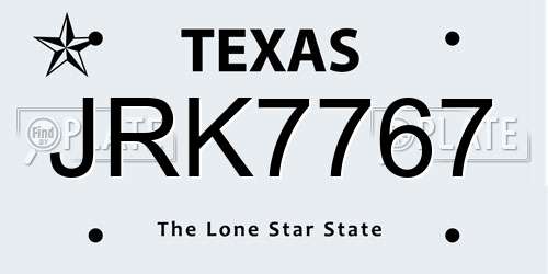 JRK7767 Texas License Plate