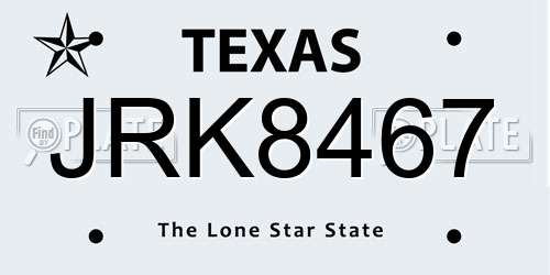 JRK8467 Texas License Plate