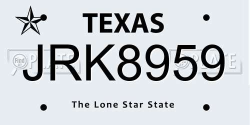 JRK8959 Texas License Plate