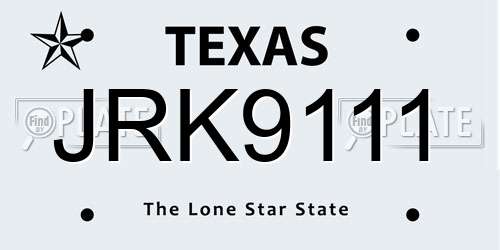 JRK9111 Texas License Plate