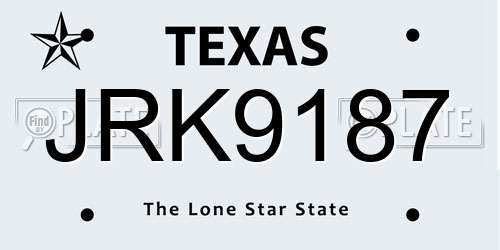 JRK9187 Texas License Plate