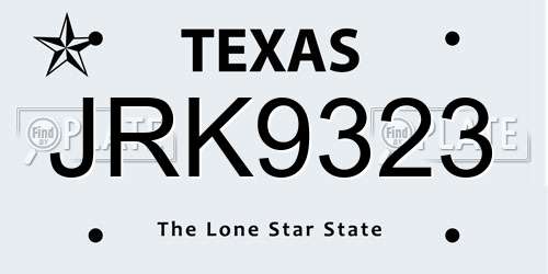 JRK9323 Texas License Plate