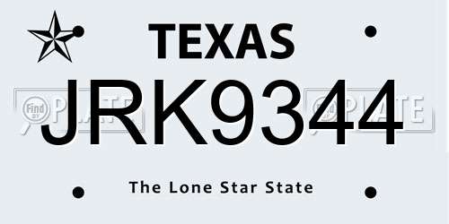 JRK9344 Texas License Plate