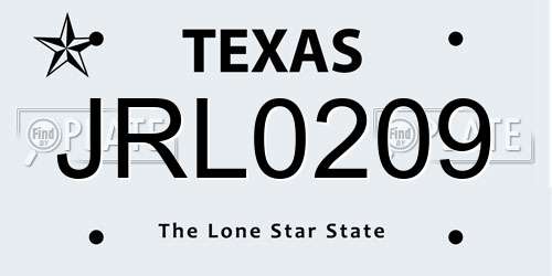 JRL0209 Texas License Plate