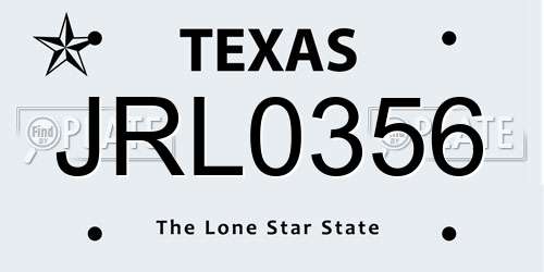 JRL0356 Texas License Plate