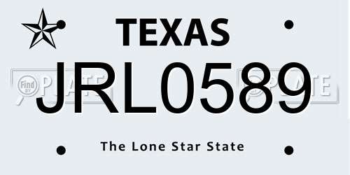 JRL0589 Texas License Plate