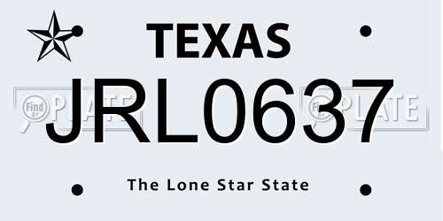 JRL0637 Texas License Plate