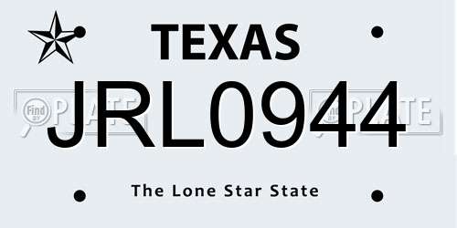 JRL0944 Texas License Plate