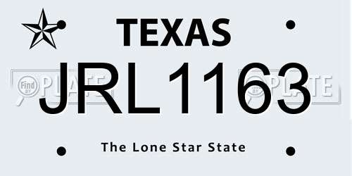 JRL1163 Texas License Plate