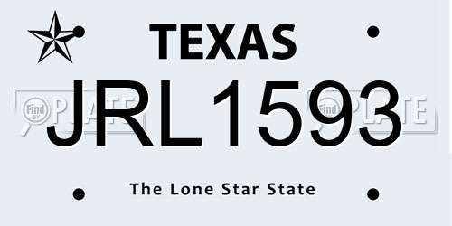 JRL1593 Texas License Plate